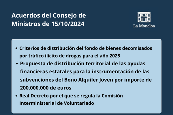 Acuerdos del Consejo de Ministros de 15/10/2024